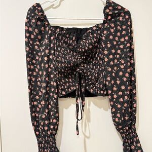 Floral Black and Pink Women's Top